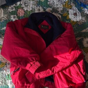 Men's Red Windbreaker Jacket with Navy Lining - Outdoor Lightweight Coat